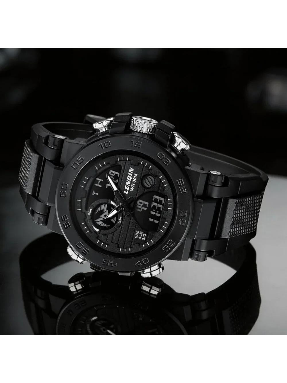 Men's Black Digital Military Survival Tactical Outdoor Waterproof Wrist Watch